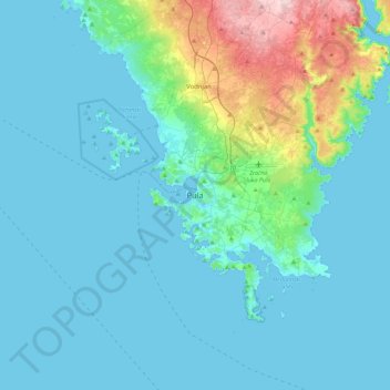 Topografische Karte Pula, Höhe, Relief