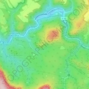 Topografische Karte Hebamme, Höhe, Relief