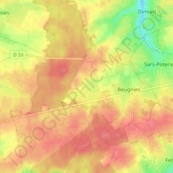 Topografische Karte La Charnould, Höhe, Relief