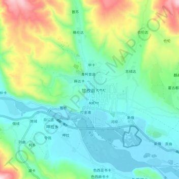Topografische Karte 甘孜镇, Höhe, Relief