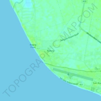 Topografische Karte Bubog, Höhe, Relief