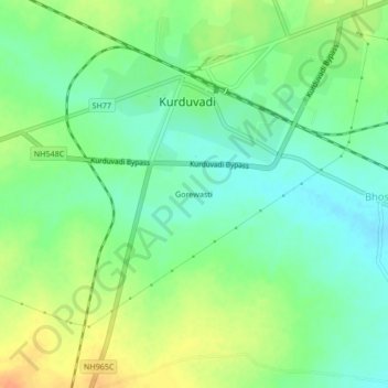 Topografische Karte Gorewasti, Höhe, Relief