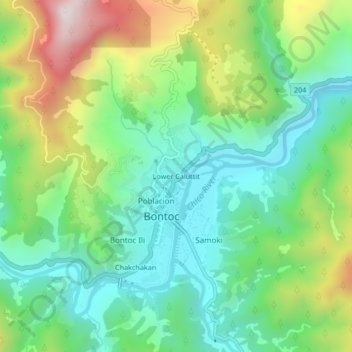Topografische Karte Lower Caluttit, Höhe, Relief