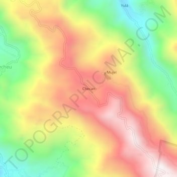 Topografische Karte Checan, Höhe, Relief