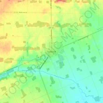 Topografische Karte Tavistock, Höhe, Relief