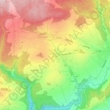 Topografische Karte Riedern am Wald, Höhe, Relief