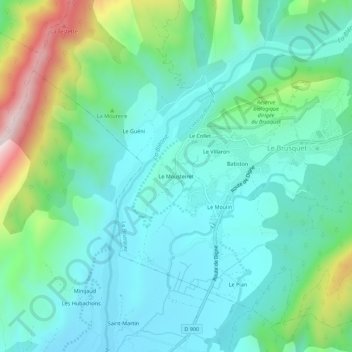Topografische Karte Le Mousteiret, Höhe, Relief