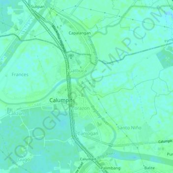 Topografische Karte Sapang Bayan, Höhe, Relief