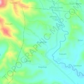 Topografische Karte Alupidian, Höhe, Relief