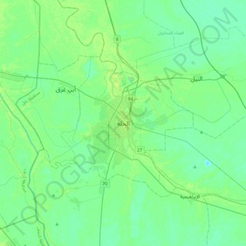 Topografische Karte Al Hillah, Höhe, Relief