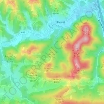Topografische Karte Hoste, Höhe, Relief