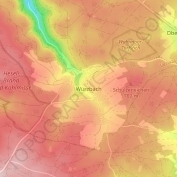 Topografische Karte Würzbach, Höhe, Relief