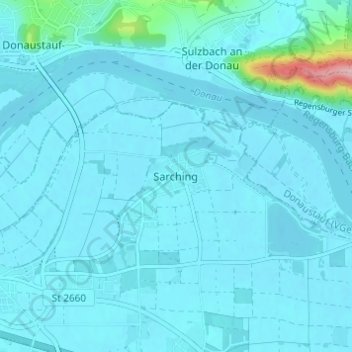 Topografische Karte Sarching, Höhe, Relief