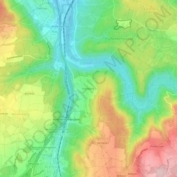 Topografische Karte Rossberg, Höhe, Relief