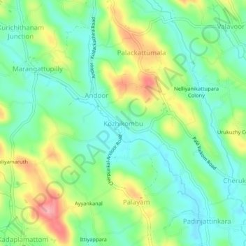 Topografische Karte Kozhikombu, Höhe, Relief