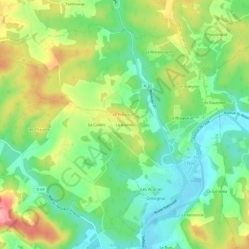 Topografische Karte La Brande, Höhe, Relief