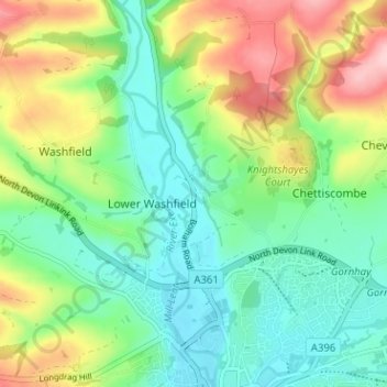 Topografische Karte Bolham, Höhe, Relief