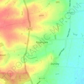 Topografische Karte Rippingale, Höhe, Relief