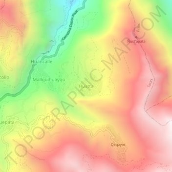 Topografische Karte Huatta, Höhe, Relief