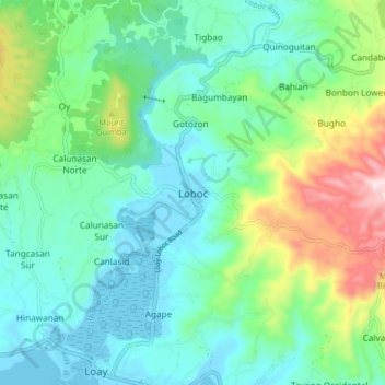 Topografische Karte Loboc, Höhe, Relief