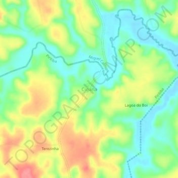 Topografische Karte Cigana, Höhe, Relief