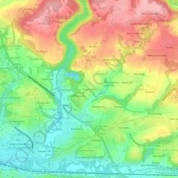 Topografische Karte Squividan, Höhe, Relief