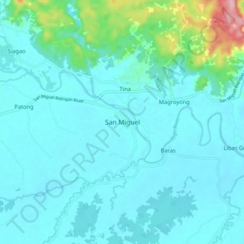 Topografische Karte San Miguel, Höhe, Relief