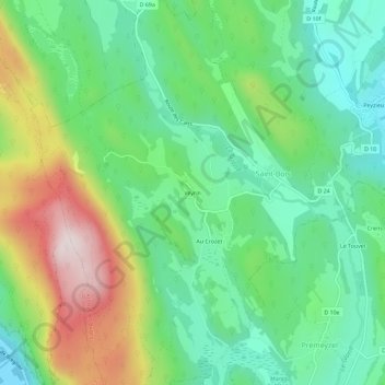 Topografische Karte Veyrin, Höhe, Relief