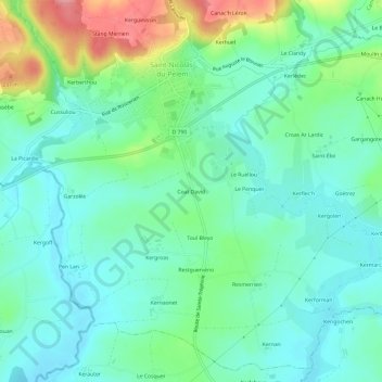 Topografische Karte Coat David, Höhe, Relief