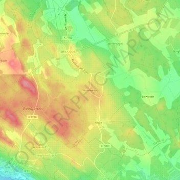 Topografische Karte Hundweiler, Höhe, Relief