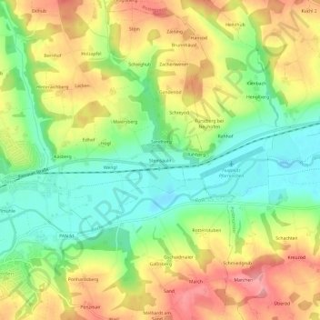 Topografische Karte Steinsäuln, Höhe, Relief
