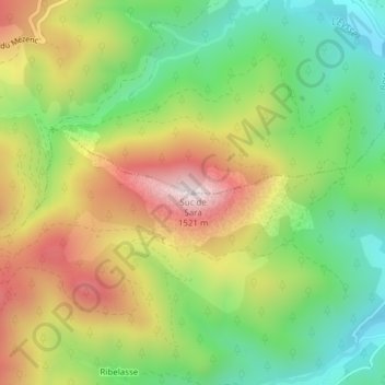 Topografische Karte Suc de Sara, Höhe, Relief