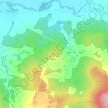 Topografische Karte Gruberberg, Höhe, Relief