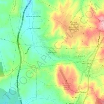 Topografische Karte Albergaria, Höhe, Relief