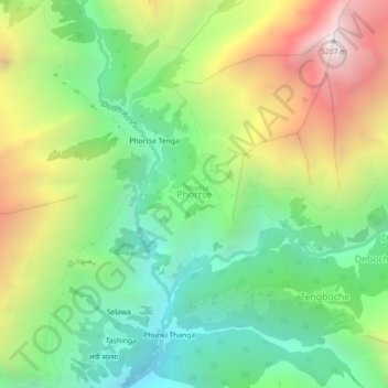 Topografische Karte Phortse, Höhe, Relief