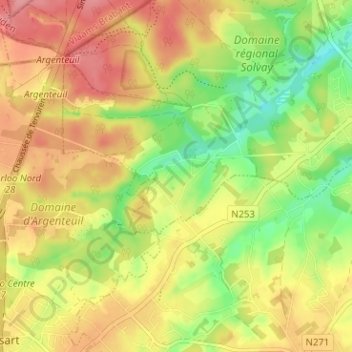 Topografische Karte Gaillemarde, Höhe, Relief