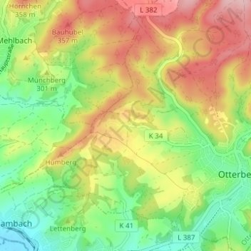 Topografische Karte Lauerhof, Höhe, Relief