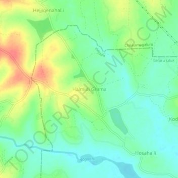Topografische Karte Halmidi Grama, Höhe, Relief