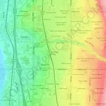 Topografische Karte Sandy Heights South, Höhe, Relief