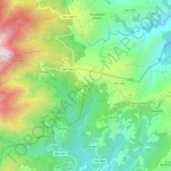 Topografische Karte Justos, Höhe, Relief