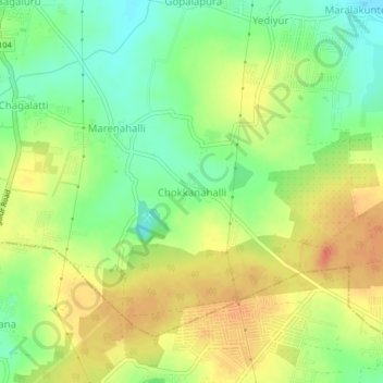 Topografische Karte Chokkanahalli, Höhe, Relief