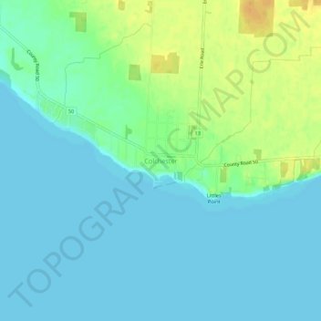 Topografische Karte Colchester, Höhe, Relief