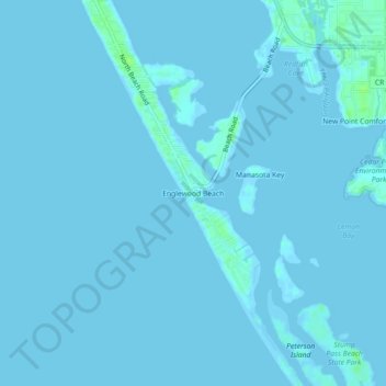 Topografische Karte Englewood Beach, Höhe, Relief