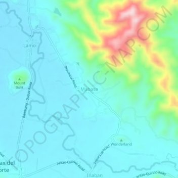 Topografische Karte Mabasa, Höhe, Relief