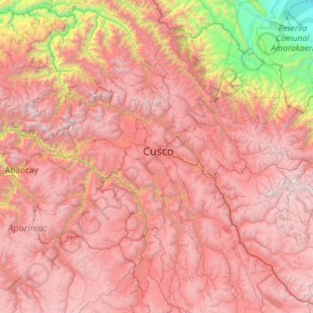 Topografische Karte Province of Cusco, Höhe, Relief