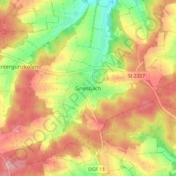 Topografische Karte Griesbach, Höhe, Relief