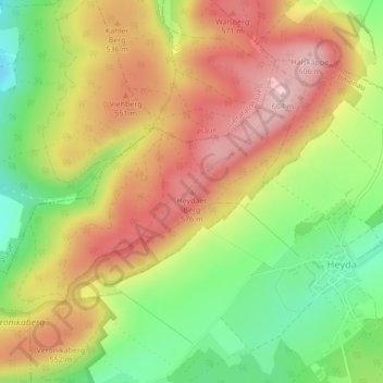 Topografische Karte Heydaer Berg, Höhe, Relief