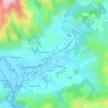 Topografische Karte Harizmendia, Höhe, Relief