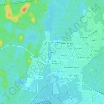 Topografische Karte Les Badines, Höhe, Relief