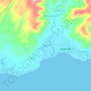 Topografische Karte Taboc, Höhe, Relief